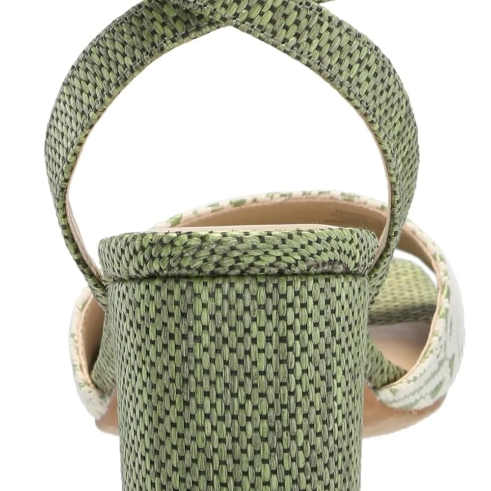 Seychelles Green Textured Sandals with Ankle Strap